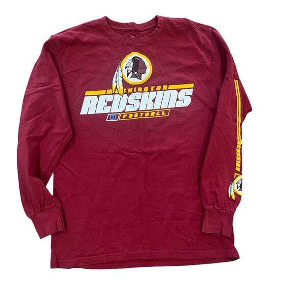 Majestic Washington Redskins Men Long Sleeve Shirt Med Maroon Burgundy Football - Picture 1 of 5
